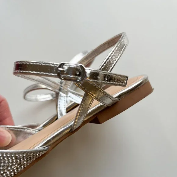 Journee Nysha Rhinestone Sparkle Formal Flats Womens 9 Silver - Picture 7 of 12